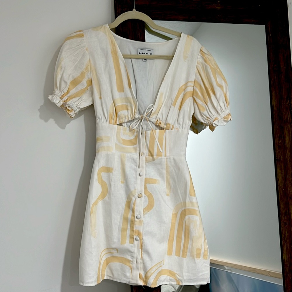 Sabo Skirt white and yellow mini dress XS!